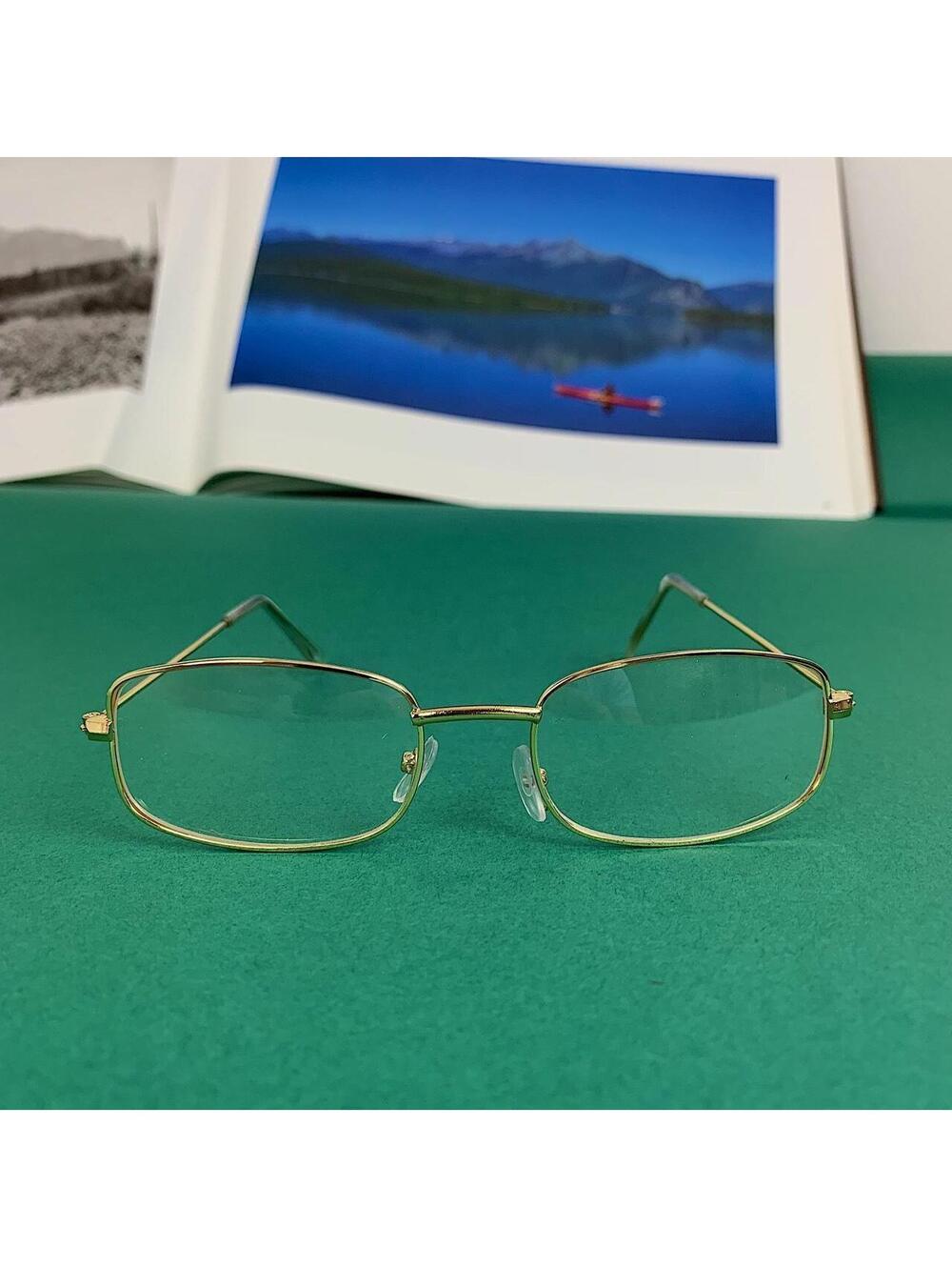 Vintage 2000s style unique Slim Gold Trim Clear Lenses Glasses. Glasses are